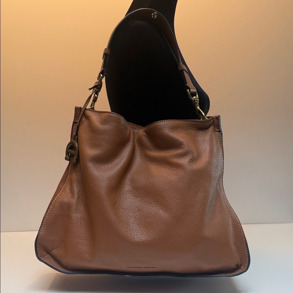 Etienne Aigner Brown Leather Hobo Style Shoulder Bag